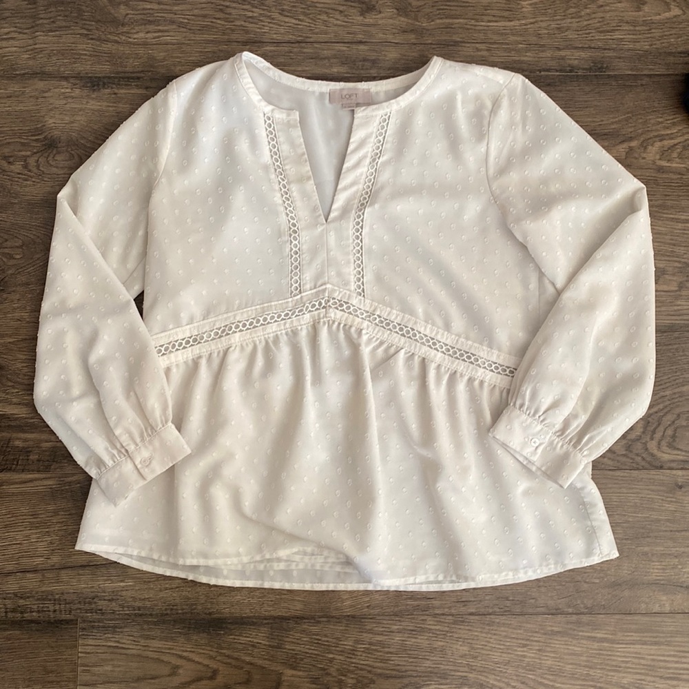 Babydoll Long Sleeve Blouse Swiss Dot
